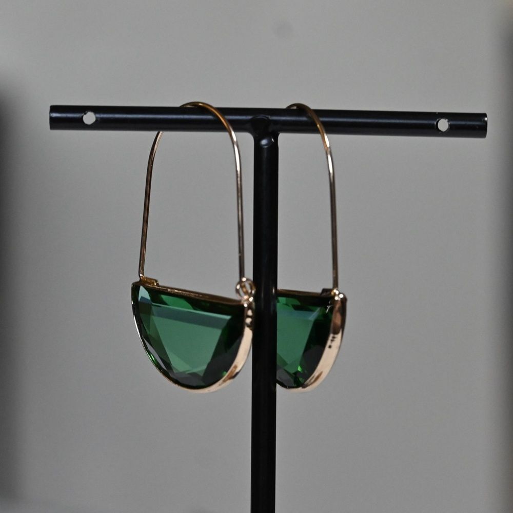 Elegant Teal Blue Green Gold Hoop Statement Earrings great gift new modern